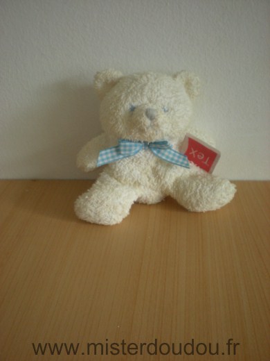 Ours Blanc noeud vichy bleu yeux bleus Tex