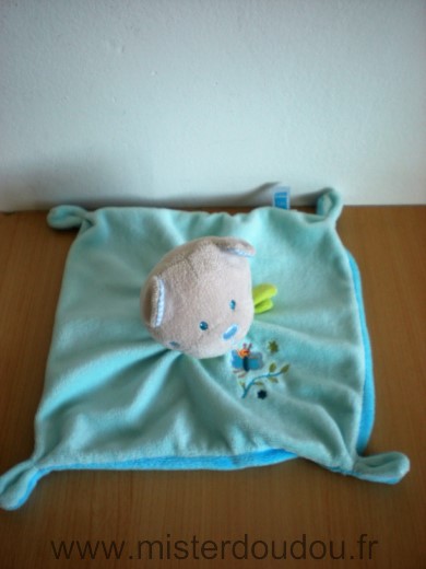 Tex Ours Bleu echarpe verte motif papillon - Très bon état