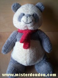Nicotoy Panda Gris blanc écharpe rouge - Très bon état
