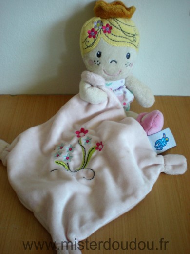 Casino Poupée Fille reine robe mouchoir rose fleurs - Très bon état