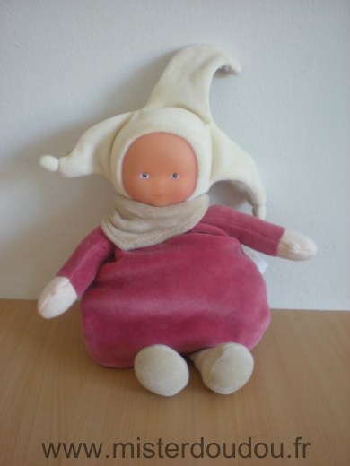 Corolle Poupée Lutin cassis bordeau ecru foulard beige - Très bon état