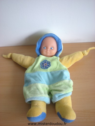 Nounours Poupée Jaune bleu vert - Très bon état