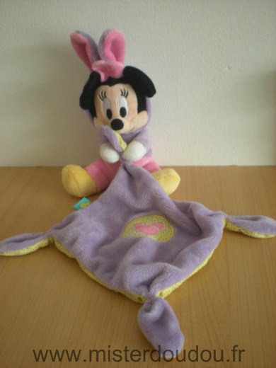 Disney Souris Bebe minnie mouchoir mauve rose deguise lapin - Très bon état
