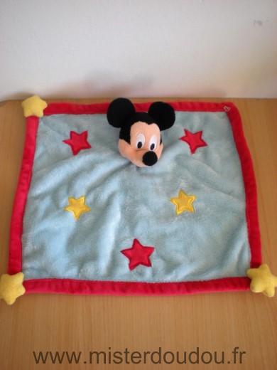 Souris Plat Mickey bleu rouge etoiles jaunes Disney