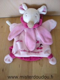 Doudou et compagnie Souris Blanc rose fushia - Très bon état