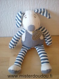 Doudou et compagnie Souris En tissus tricot rayé bleu blanc - Très bon état