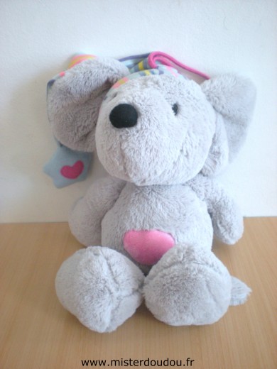 Maxita Souris Gris bonnet rayé multicolore bleu mauve rose jaune - Très bon état