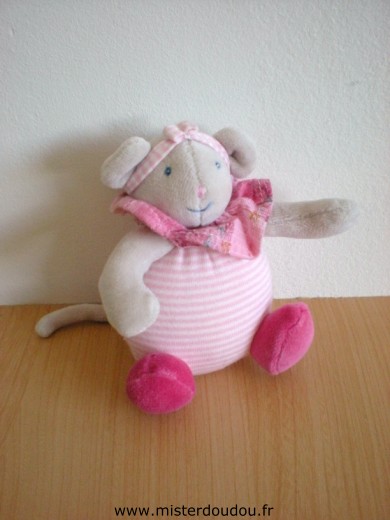 Souris Lila rayée rose blanc Moulin roty