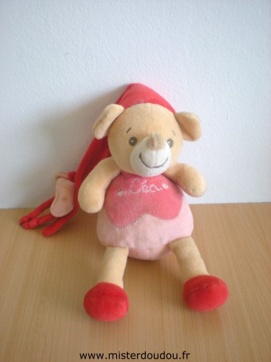 Nounours Souris Rose brodée léa - Très bon état