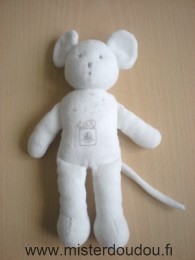 Petit bateau Souris Blanc avec motif souris couchée sur logo petit bateau - Très bon état