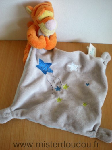 Disney Tigre Tigrou orange mouchoir gris etoile bleue - Très bon état
