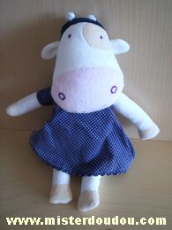 Du pareil au même Vache Blanc robe bleu marine points blancs coccard beige - Très bon état