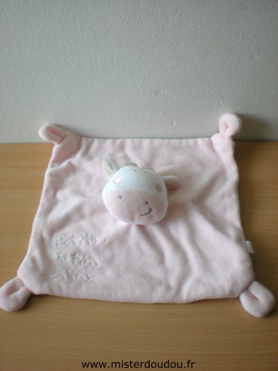 Emc Vache Tissus rose dessus, tissus blanc imprimé vache dessous - Très bon état