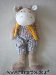 Moulin roty Vache Marron salopette rayée bleue - Bon état