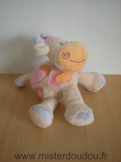 Nattou Vache Beige taches rose orange - Très bon état