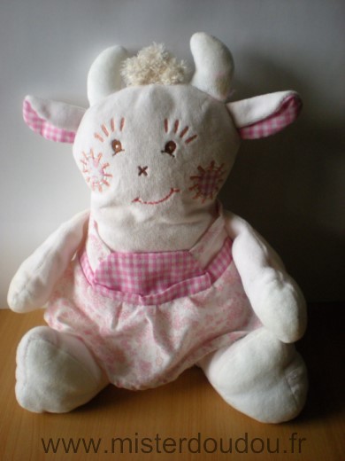 Takinou Vache Rose blanc fleurs - Très bon état