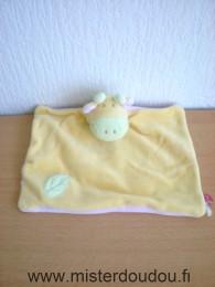Tex Vache Jaune feuille verte dessus rose dessous foulard vert - Très bon état