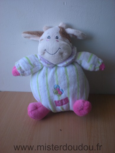 Marque Inconnue Vache Blanc rayé vert mauve - Très bon état