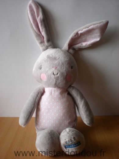 Doudou Lapin Klorane Rose gris 