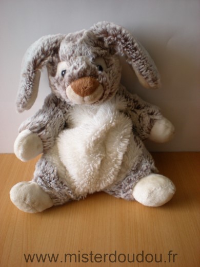 Doudou Lapin Nicotoy Simba marron blanc gris chiné 