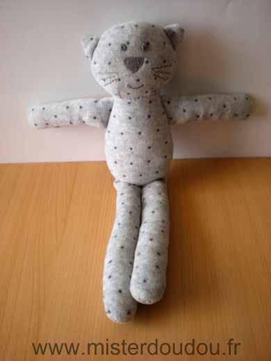 Doudou Chat Bout chou Gris velours etoiles gris foncé 