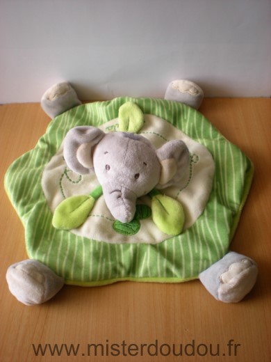 Doudou Eléphant Titoutam Vert gris 