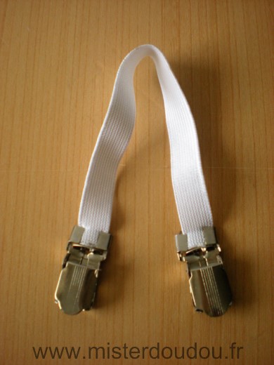 Doudou Ruban 1 attache doudou Blanc elastique 