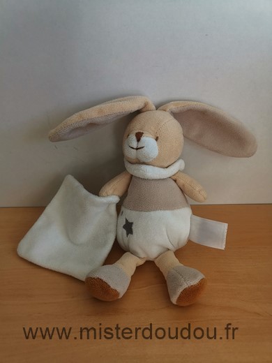 Doudou Lapin Un rêve de bébé Beige blanc etoile 