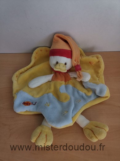 Doudou Canard Baby nat Jaune bleu orange 