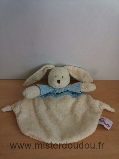 Doudou Lapin Pommette Jaune bleu etoiles 