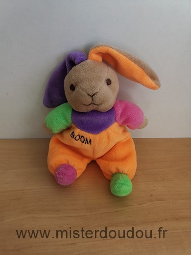 Doudou Lapin Ti boom Orange violet vert rose 