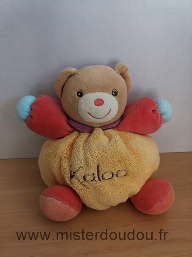 Doudou Ours Kaloo Orange rouge bleu 