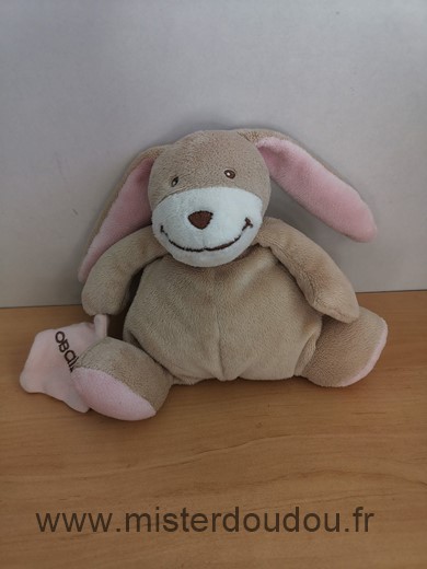 Doudou Lapin Obaibi okaidi Beige rose 