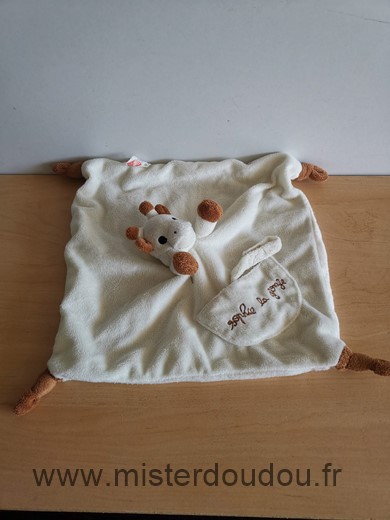 Doudou Girafe Vulli Sophie la girafe ecru attache tetine - Mister