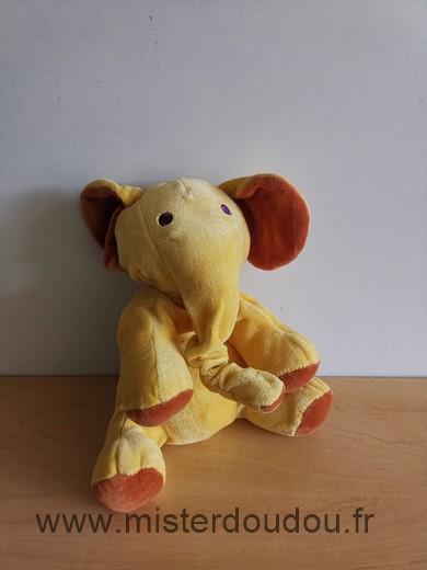 Doudou Eléphant Marese Jaune marron 