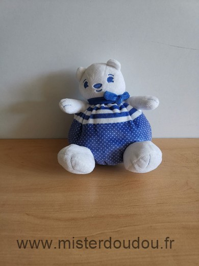 Doudou Ours Uriage Blanc bleu 