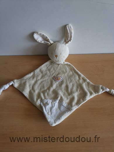 Doudou Lapin Sucre d orge Jaune motifs jaunes 