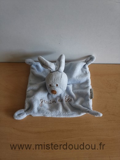 Doudou Lapin Grain de ble Bleu 