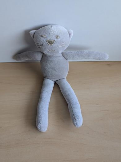 Doudou Chat Bout chou Gris nez marron 