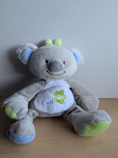 Doudou Koala Arthur et lola Arthur gris blanc vert 