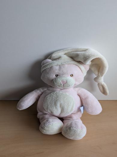 Doudou Ours Gipsy Rose bonnet blanc 