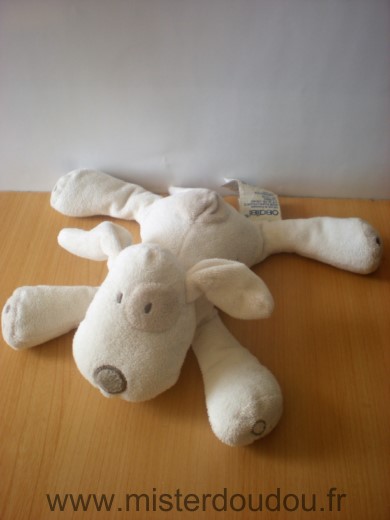 Doudou Chien Obaibi okaidi Blanc coccard beige 