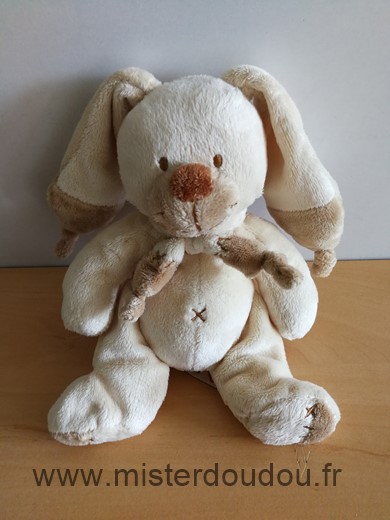 Doudou Lapin Nicotoy Beige marron 