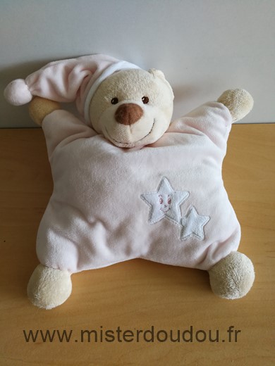 Doudou Ours Bout chou Rose etoiles blanches 