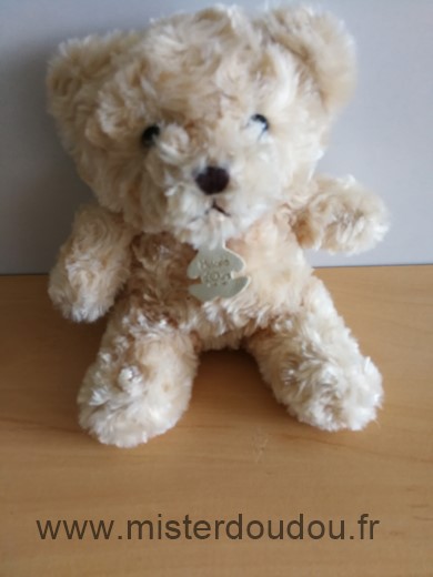 Doudou Ours Histoire d ours Beige billes noires pour les yeux 