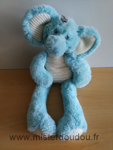 Doudou Eléphant Tex Bleu blanc 