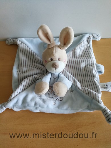 Doudou Lapin Nicotoy Bleu rauyres motif lapin etoiles 