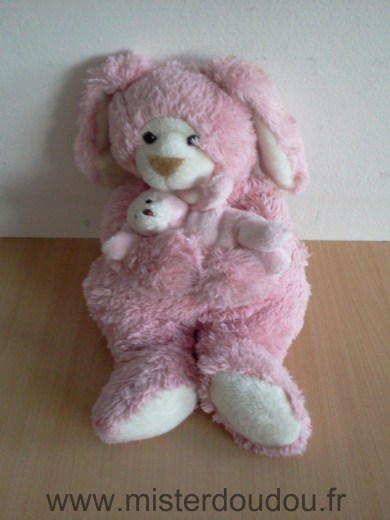 Doudou 0 0 Rose avec bébé lapin 