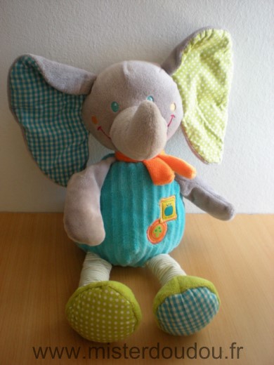 Doudou 0 Mots d enfants Bleu orange vert gris 