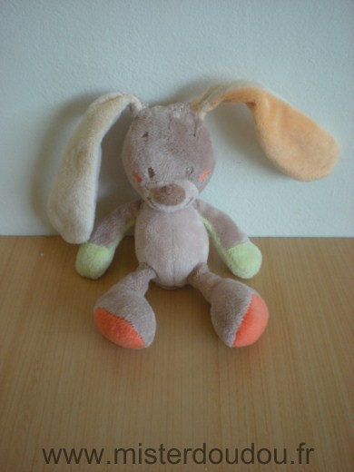 Doudou Lapin Nattou Beige vert orange termoscan 